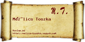 Málics Toszka névjegykártya